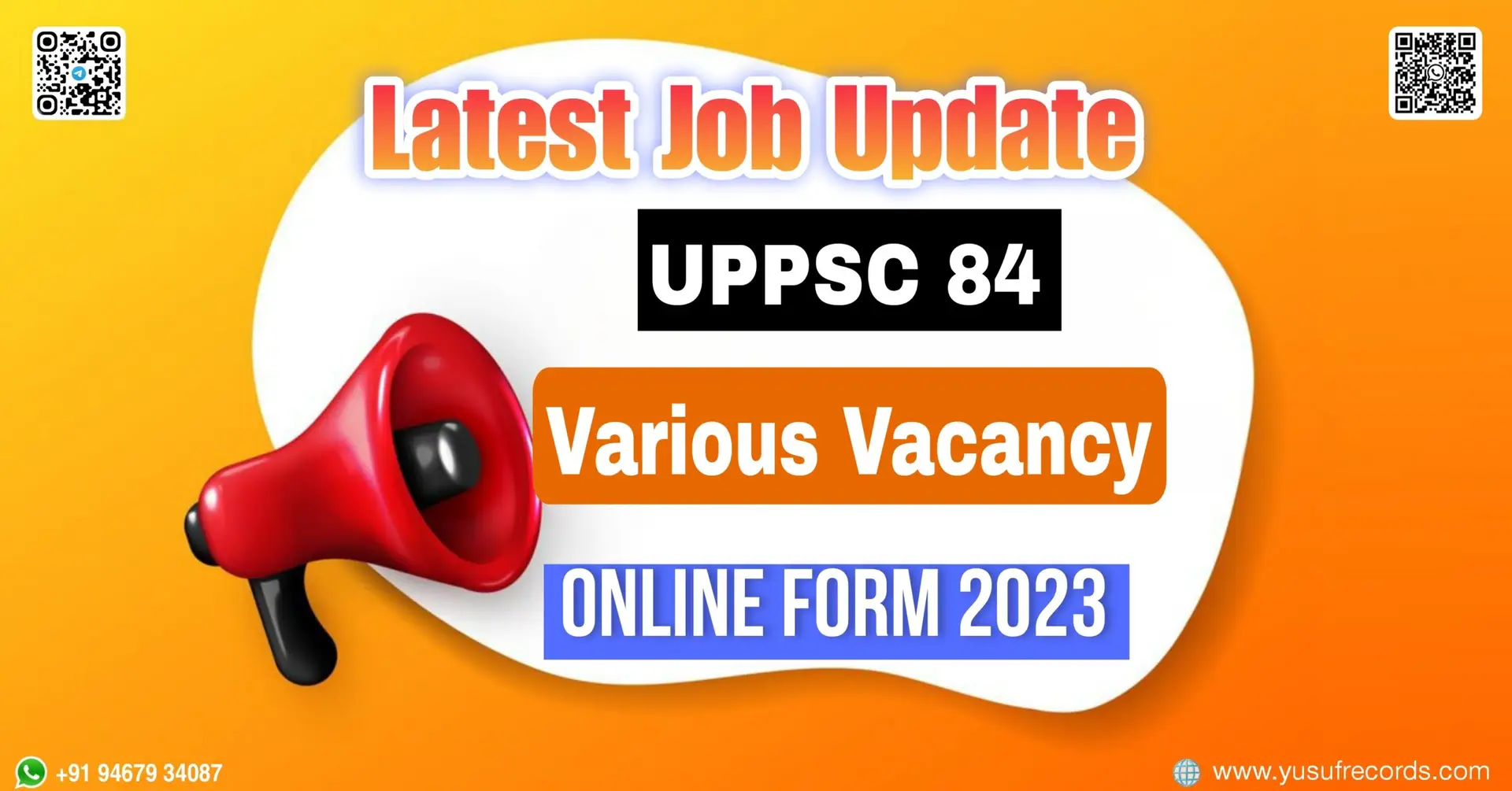 UPPSC 84 Various Vacancy Online Form 2023 yusufrecords