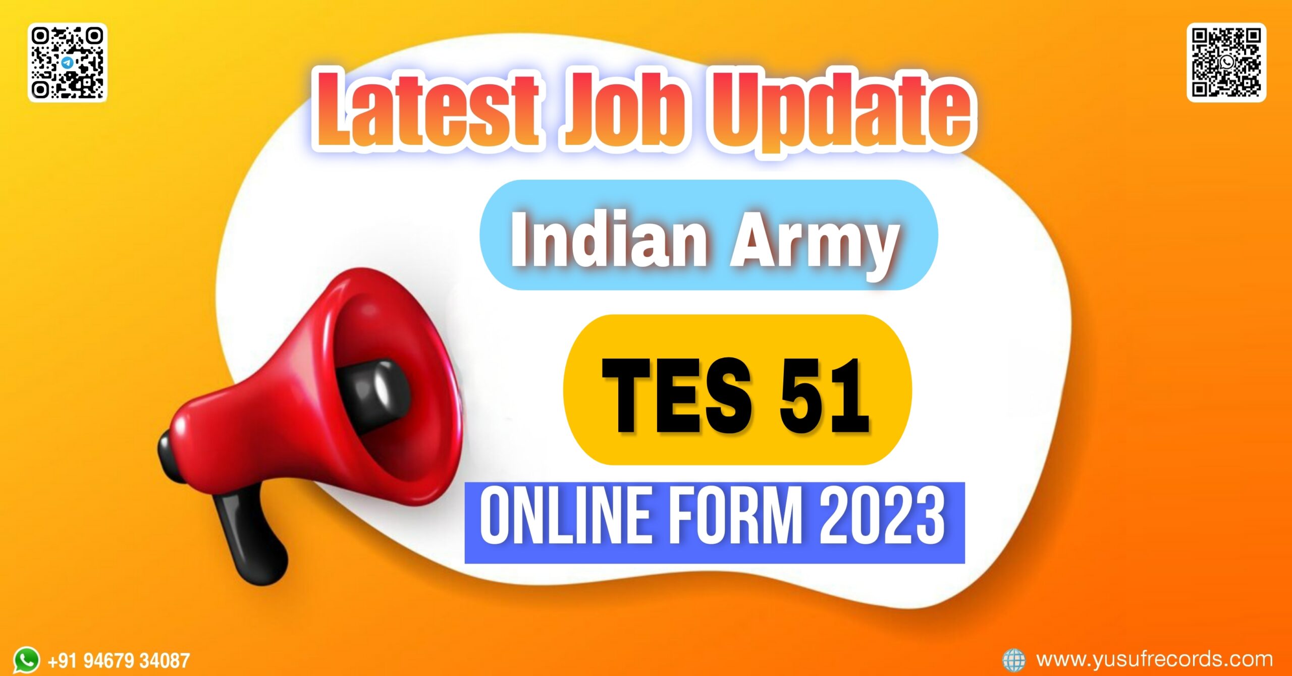 Indian Army TES 51 Online Form 2023 yusufrecords latest job updates govt jobs updates