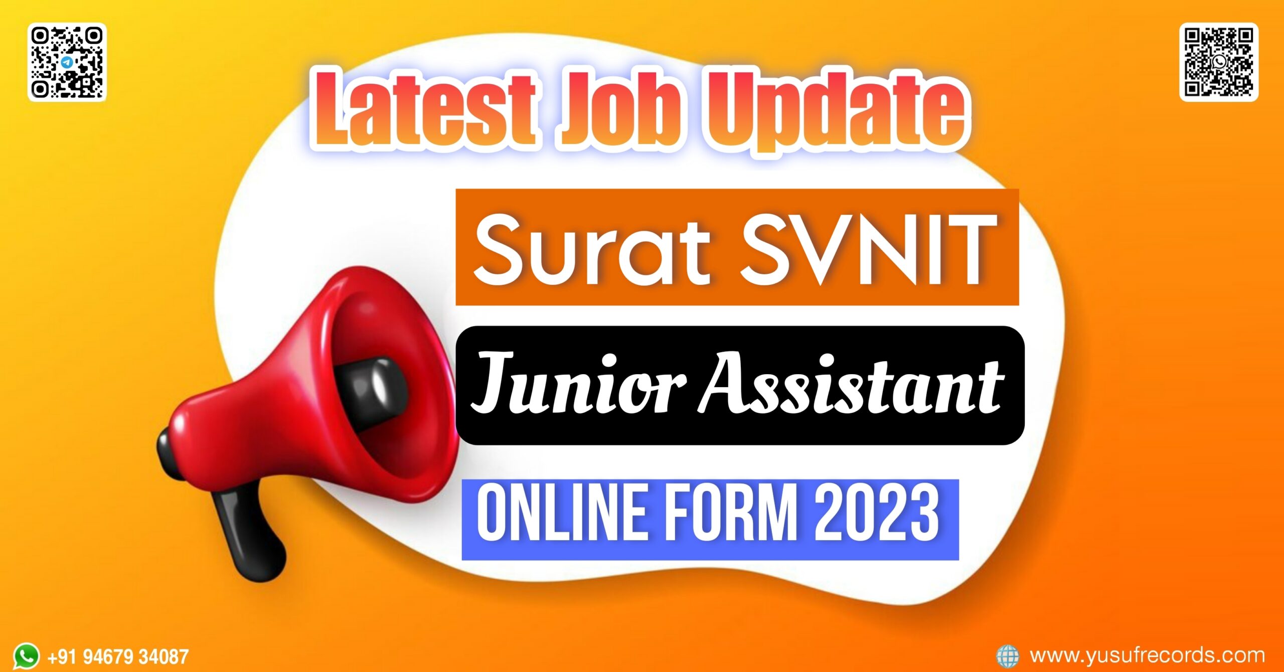 Surat SVNIT Junior Assistant Online Form yusufrecords.com